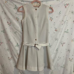 Vintage 70s Textured White Romper w/ Gold Buttons - DAMAGED PLEASE READ